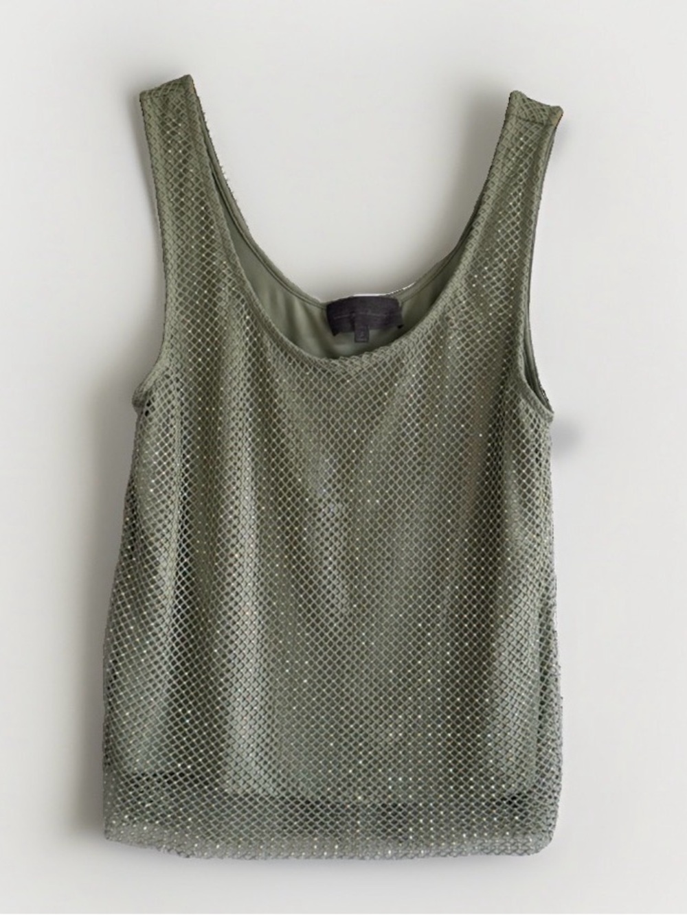 Sunday In Brooklyn Anthropologie Rhinestone Fishnet Mesh Tank Top Womens S Green